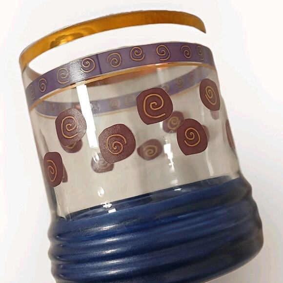 Sakura Sango Sue Zipkin Tumbler Drink Glass Blue Gold Cocktail Party Art Deco - Picture 6 of 15